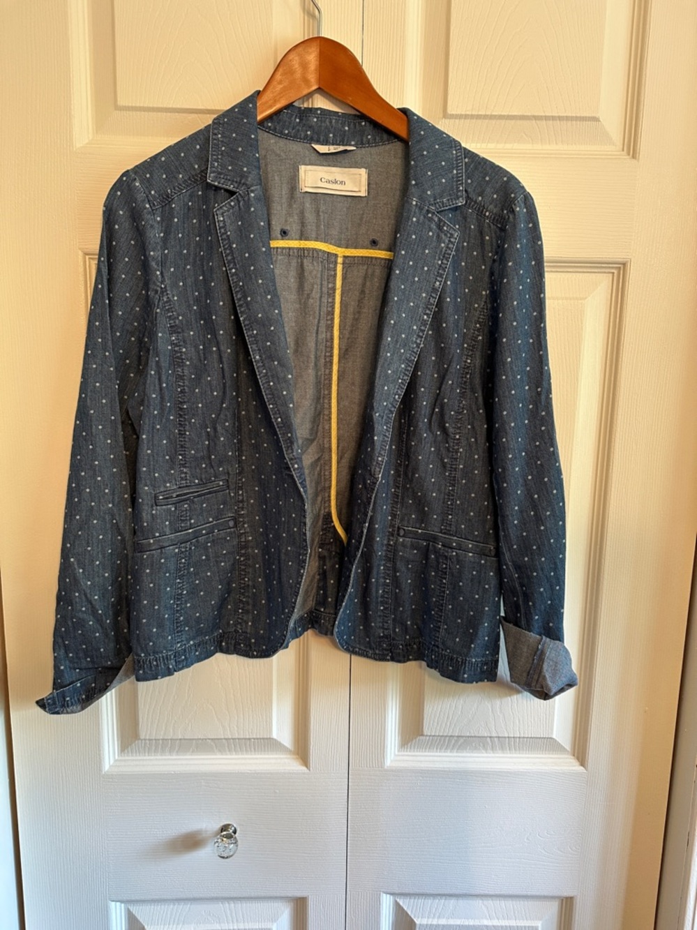 Caslon Blue Polka Dot Denim Blazer